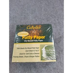 Cabelas Patty Paper Dry Waxed Hamburger Meat 1000 Sheets 5.5x5.5 Sealed New